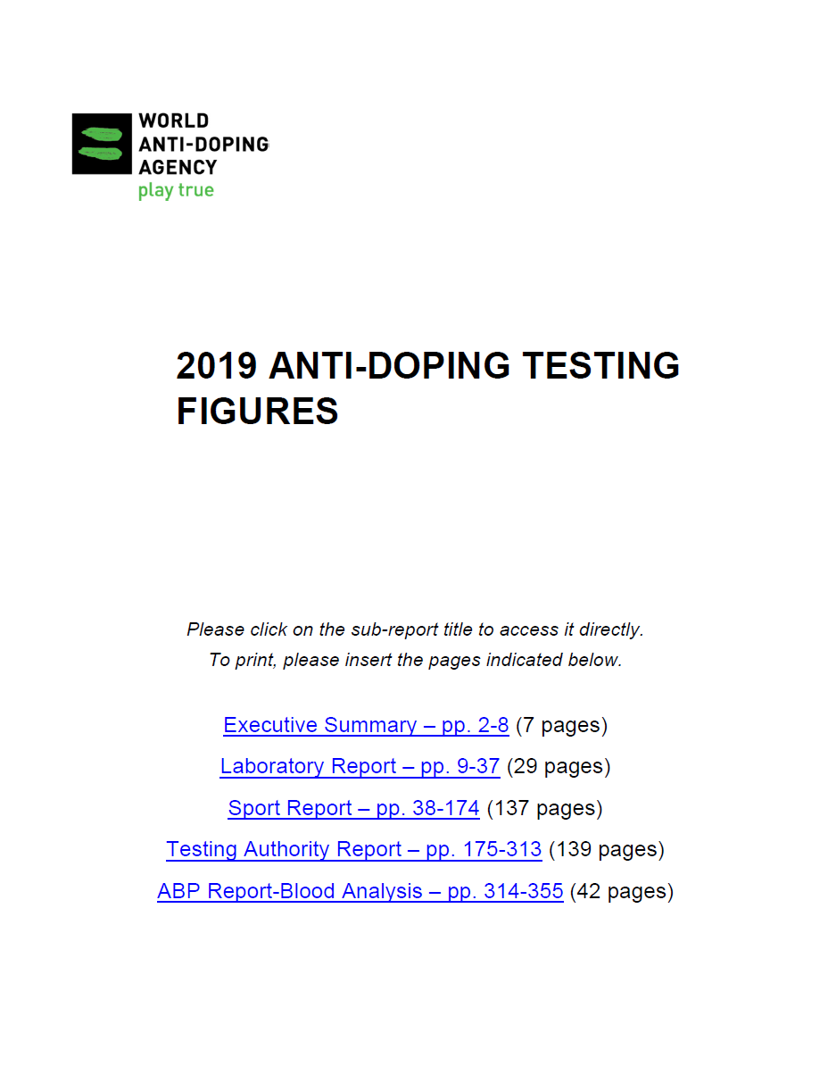 WADA 2019 Anti-Doping Testing Figures