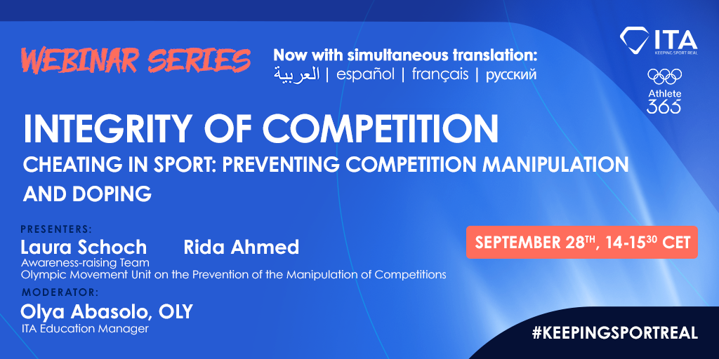 ITA webinar - Integrity of Competition - Cheating in sport: preventing competition manipulation and doping